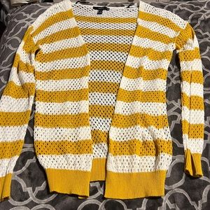 Forever 21, Yellow/White Striped Cardigan Sweater